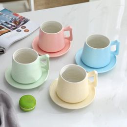 Mugs Modern Coffee Cup And Saucer Set Home Matte Frosted Macarons Nordic Cappuccino Late Mug Large Capacity Breakfast 400ml