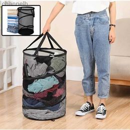 Storage Baskets High quality cylindrical folding laundry basket clothing toy household large washing machine Sundries Organiser yq240407