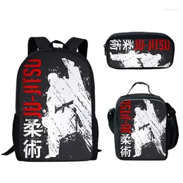 Backpack Cartoon Novelty Cool Chinese Judo 3D Print 3pcs/Set Pupil School Bags Laptop Daypack Lunch Bag Pencil Case