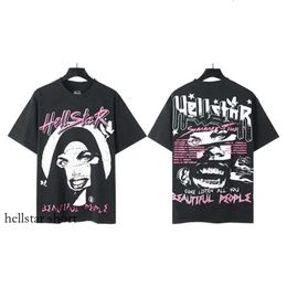 Maglietta Hellstar Shirt Designer Men Shirt Women Women Summer Mens Maglietta traspirante maglietta di alta qualità maglietta di alta qualità camicia streetwear pirnt hip hop cotone 569