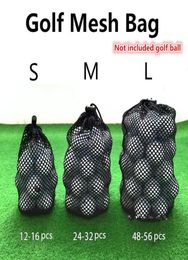 Golf Training Aids Sports Mesh Net Bag Black Nylon Bags Tennis 163256 Ball Carrying Drawstring Pouch Storage Accessories6050188