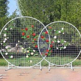 Decorative Flowers Wedding Arch Frame Stand Round Grid Party Background Screen Mori Geometry Decor Artificial Flower Wrought Iron