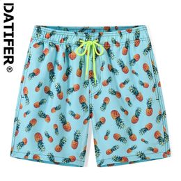 Datifer Summer Men Shorts Fashion Polyester Surf Quick Dry Gym Para Hombre Mesh Liner Side Pocket Swimsuit 240407