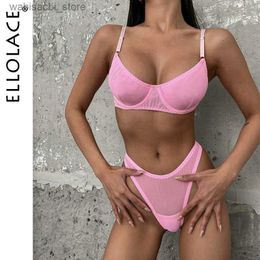 Sexy Set Ellolace Macarons Lingerie Sexy Seamless Underwear Set Women 2 Piece Bra Kit Push Up Lace Intimate Outfits Sensual Exotic Sets L2447