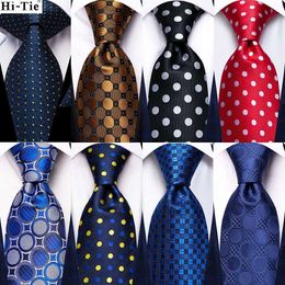 Neck Ties Hi Tie Designer Blue White Dotted Silk Wedding Tie Mens Handle Cufflinks Gift Mens Necklace Fashion Business Party Direct ShippingC420407