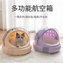 Cat Carriers Crates Houses Nest Bag Dual Use Space Module Airspace Box Closed litter box Portable Outgoing Cage Cabin Breathable H240407