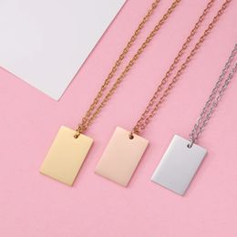 10Pcs 2215mm Rectangle Pendant Necklace Stainless Steel Cable Chain For DIY Custom Name Womens Jewelry 240407