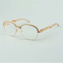 Best-selling top-quality Stainless Steel temples eyeglasses, high-end diamonds eyebrow frame 1116728-A Size: 60-18-140mm