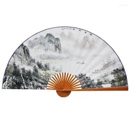 Decorative Figurines Large Folding Paper Fan Chinese Style Crafts Banboo Frame Background Hanging Guilin Landscape