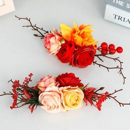 Decorative Flowers 2pcs Wedding Cake Decorations Birthday Flower Arrangement Rose Toppers