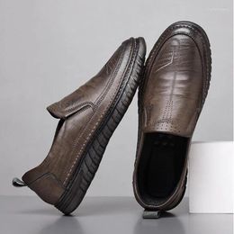 Casual Shoes Leather Men's Upper Waterproof Business Formal Wear Work Flat Driving Board Loafers M939
