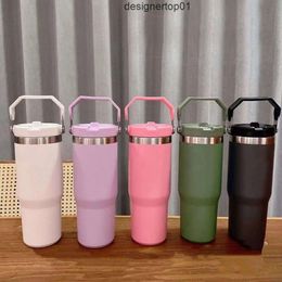 Stanleiness 30 OZ stainless steel Tumbler Cups With Straw vehicle-mounted Car Mugs American large-capacity desktop office Water Bottles US STOCK 43SU