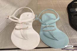 French designer Women Slippers Clip Toe Flat Sandals Summer T Tied Ladies Shoes Beach Casual Woman luxury Flip Flops Fashi1377939