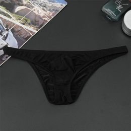 Underpants Men's Ice Silk Briefs Shorts Low-Rise See-Through Pouch Underwear Panties Soft Breathable