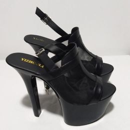Dance Shoes Black Mesh Heels Sexy And Elegant Peep-toe 17cm High-heel Pole Dancing Show
