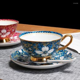 Cups Saucers Ins Retro Chrysanthemum Creative Ceramic Coffee Cup And Saucer Set Afternoon Tea Milk Office Flower