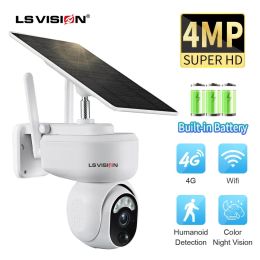 Cameras LS VISION 4MP 2K Multipurpose Outdoor 4G Solar Camera WIFI Wireless PTZ Motion Detection Two Way Audio Security Camera Indoor