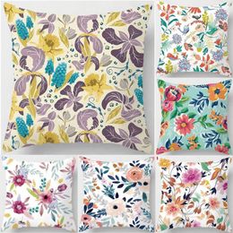 Pillow Bright Flower PrintingPrinting Square Pillowcase Used For Home Decoration Car Sofa Cover 45cm