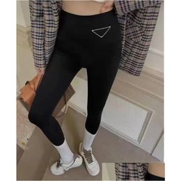 Women'S Leggings Yoga Outfits Shark Skin For Women Summer Spring Thin Kaka With Abdomen And Hips Closed High Waist Yogas Pant Nine Dr Dhynj