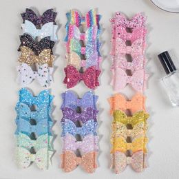 Hair Accessories 5pcs Cute Girls Bows With Clips Kids 3inch Sparkly Multicolour Set