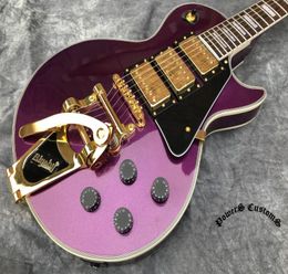 China electric guitar OEM shop electric guitar Brilliant purple metal color Three pickup big jazz vibrato system4710437