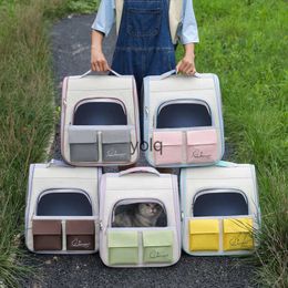 Cat Carriers Crates Houses bag dog pet portable for outdoor use backpack breathable Colour blocking small supplies H240407