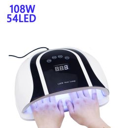 Guns 108w Efficient Fast Drying for All Gels Polish 54lamp Beads with Sensor Lcd Display for Curing Gel Nail Polish Uv Led Nail Lamp