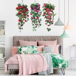 Decorative Flowers Beautiful Simulation Wall Hanging Balcony Garden Plant Home Decoration Fake Vine Rose Artifical Flower