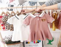 2020 summer girls fashion dress toddler cotton short sleeves dress cute polo shirt dress for infant girls kids summer clothing Q019893727