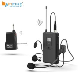 Microphones FIFINE 20Channel UHF1/4 Inch Output lavalier headset Microphone Transmitter for Camera Meeting Teaching Speech Hand free 037B