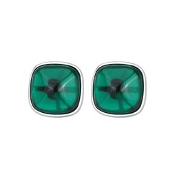 Sterling Silver Simulated Gemstone Stud Earrings 10x10, Minimalist Candy Tower Design, S925 Hot Sale - Green, Red, Blue