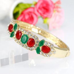 Bangle Sunspicems Gold Color Algerian African Thin Arabic Ethnic Wedding Jewelry Red Green Crystal Bridal Gift