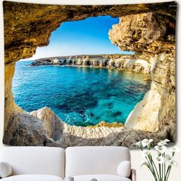 Tapestries Wall Art Tapestry Interior Sea & Lake In The Hole Cave Decor For Room Decoration Wallpapers Year's Aesthetic Home Y2k