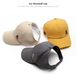 Ball Caps Solid Color Cap Hat For Women Cotton Adjustable Ladys Baseball Outdoor Cool Sun Long Hair Ponytail Female Letter Q240403