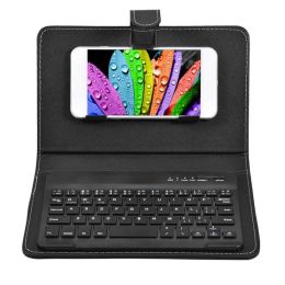 Keyboards 2023 New PU Leather Wireless Keyboard Case For iPhone Protective Mobile Phone With Bluetooth Keyboard For 4.56.8inch Smartphone