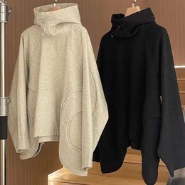 2024 Early Spring New Men's and Women's High-end Design Sense Versatile Stand Up Collar Hoodie Loose Casual Long Sleeved Hoodie