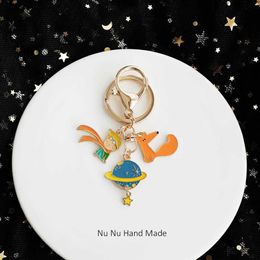 Keychains Lanyards Fashionable Little Prince Keychain Cute Fox Airpods Hanger Backpack Charming Valentines Day Gift Q240403