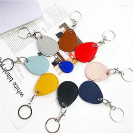 Keychains 10PCS PU Leather Water Drop Small Card Cover Keychain Protection Set Square Elevator Fashion Accessories