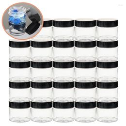 Storage Bottles 50pcs/pack 50ml Plastic Cosmetics Jar Makeup Box With Black Cap Travel Face Cream Bottle Container Refillable Empty