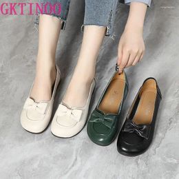 Casual Shoes GKTINOO Spring Autumn Fashion Ladies Women Flat Heels Flats Feminino Genuine Leather Slip On Plus Size 43