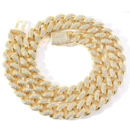 Wholesale Hip Hop Jewellery White Gold Plated Chunky Cuban Chain Necklace 15mm Iced Out Cz Diamond Link