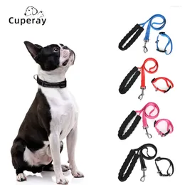 Dog Collars Nylon Pet Collar And Leash Set Adjustable Reflective With Comfort Foam Handles For Walking Accessories