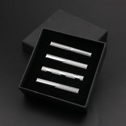 4pcs Mens Metal Tie Clip With Box Bright Chrome Stainless Steel Jewellery Necktie Clips Pin Clasp Clamp Wedding Creative Gifts 240408