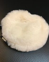 Fashion mini soft makeup bag classic winter white fur party bag flannel with chain plush cute cross body case1274035