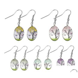 Dangle Chandelier Exquisite Earring Women 5 Colours Plant Dry Flower Glass Ball Jewellery Charm Gift Drop Delivery Earrings Dhije