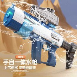 Gun Toys MP5 Shark Fully Automatic Water Gun Electric High-pressure Water Toy with light Large Capacity Outdoor Toys for Children boys 240408