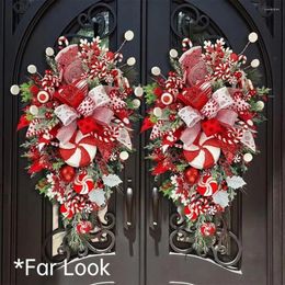 Decorative Flowers 1pc Christmas Faux Red Berry Door Hanging Festival Artificial Plant Decoration Garden Fake Flower Ornament Ribbon Bows