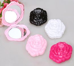 Makeup Mirror Color Pink Retro Rose Flower Shape Cosmetic Makeup Compact Mirror 3D Stereo Double Sided 100pcslot4030162