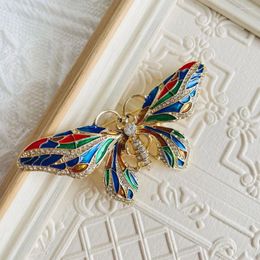 Brooches Coloured Glaze Colorful Butterfly Corsage Luxury Pin Fashion Vintage Crystal Large Brooch Female