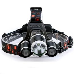 Headlamps Three Head Rechargeable Headlamp T6 High Power Strong Light Longrange 3Led Aircraft Lampzz Drop Delivery Sports Outdoors Cam Dhsuf